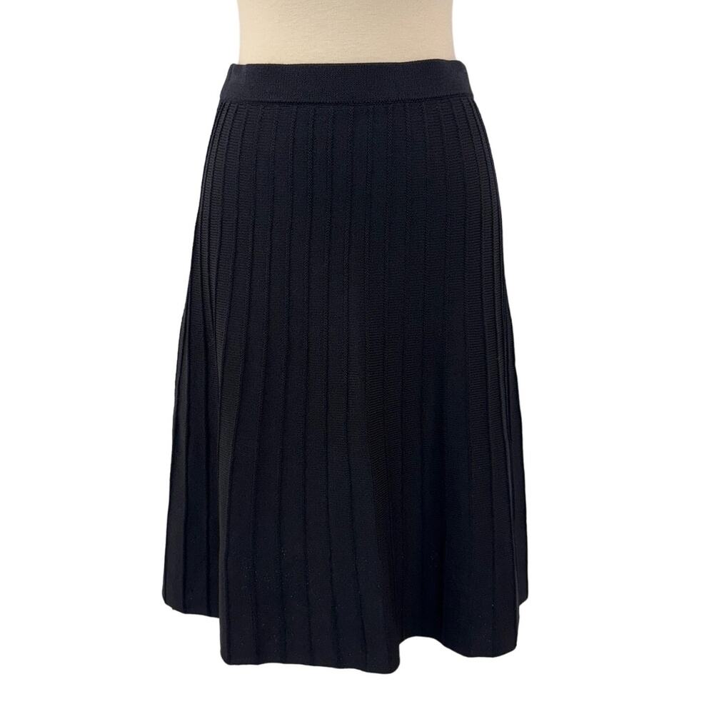 St. John A-Line Mini Skirt Santana Knit Black Vintage Pleated Effect USA Made 6